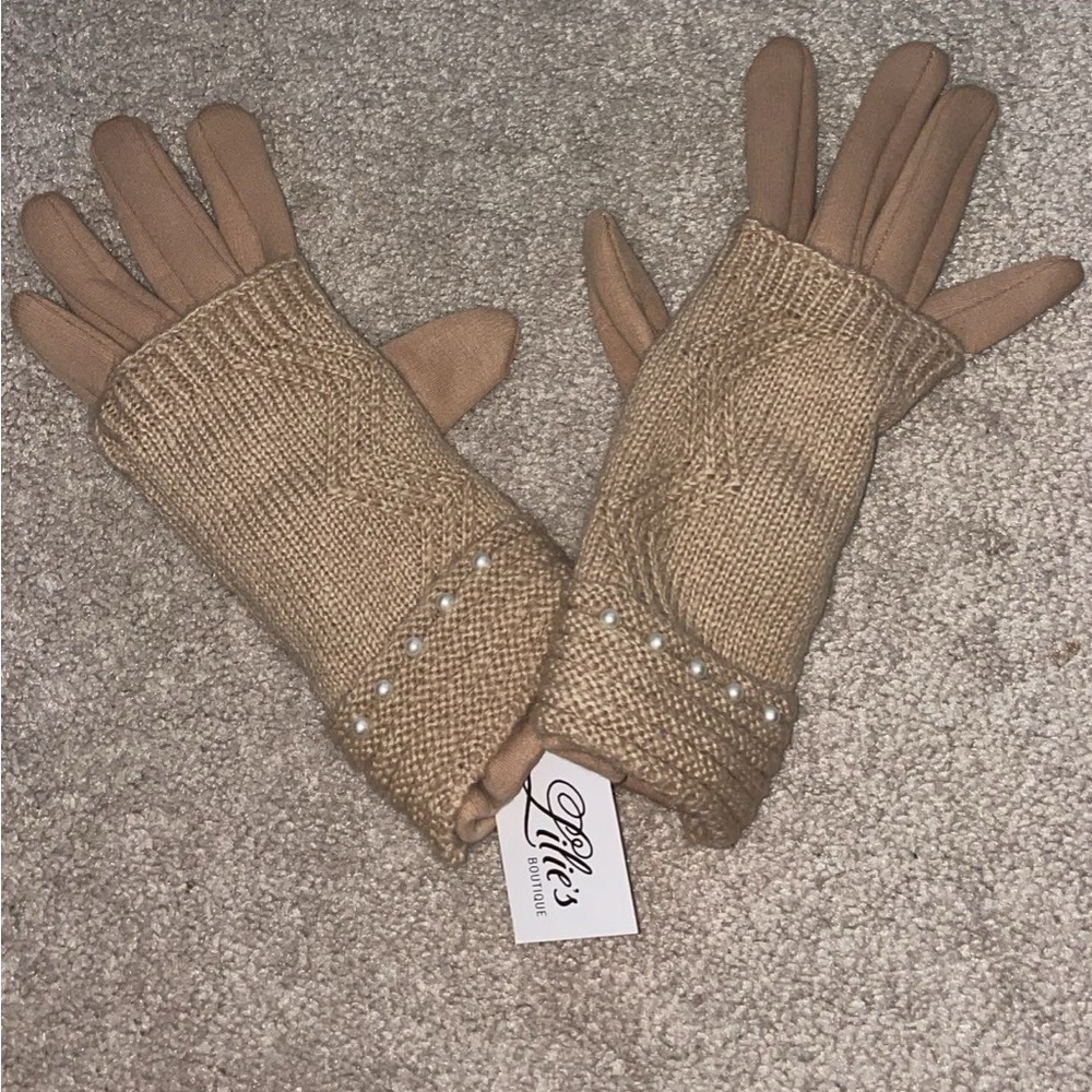Beige gloves